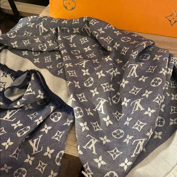 Louis Vuitton Accessories - Louis Vuitton Denim Silk Shawl